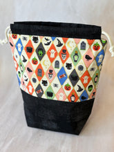Load image into Gallery viewer, Halloween Harlequin - Drawstring Knitting Project Pouch - Medium