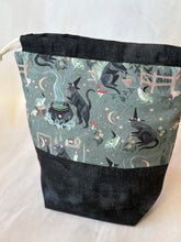 Load image into Gallery viewer, Witchy Cats - Drawstring Knitting Project Pouch - Medium
