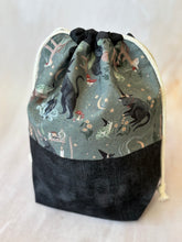 Load image into Gallery viewer, Witchy Cats - Drawstring Knitting Project Pouch - Medium