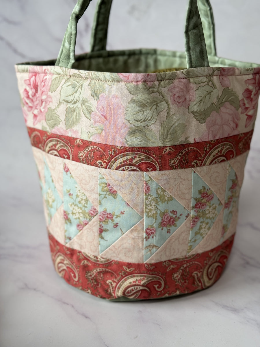 Patchwork Open Bucket Bag Large Flying Geese The Fibre Fox