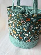 Load image into Gallery viewer, Bucket Bag - Large - Teal Wildflowers
