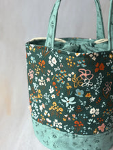 Load image into Gallery viewer, Bucket Bag - Large - Teal Wildflowers
