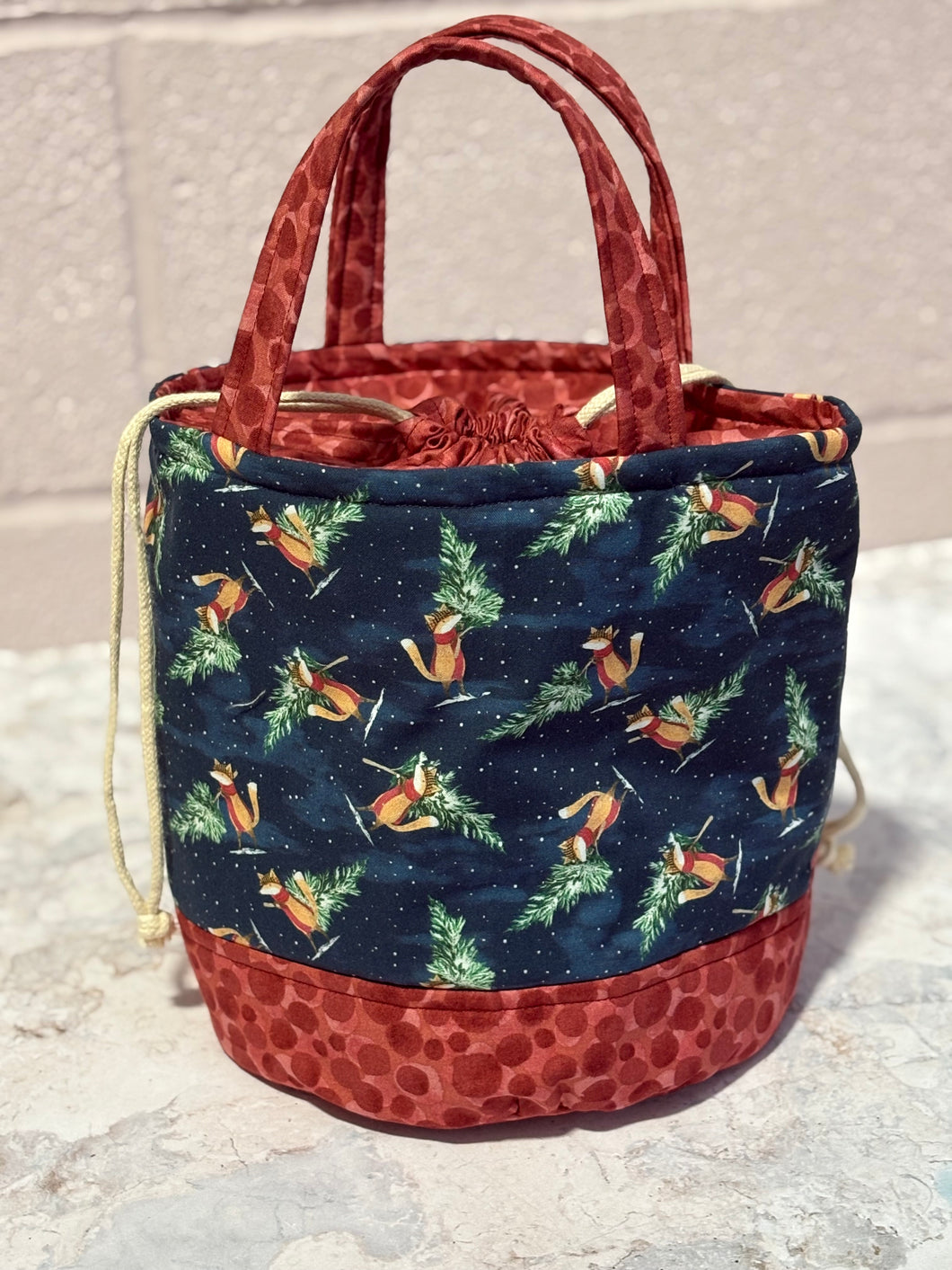 Bucket Bag - Large - Christmas foxes
