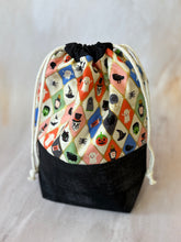 Load image into Gallery viewer, Halloween Harlequin - Drawstring Knitting Project Pouch - Medium
