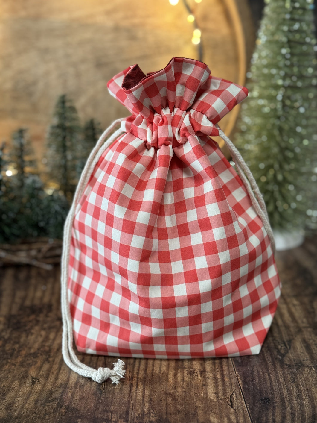 Ruffle Bag - Medium - Pink/Red Gingham