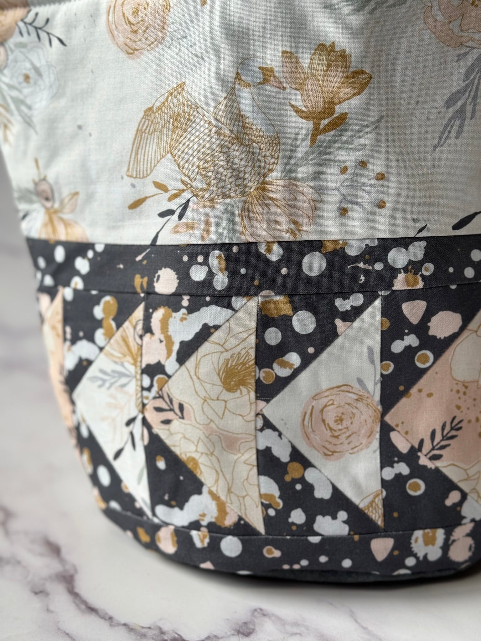 Patchwork Open Bucket Bag Large Flying Geese The Fibre Fox