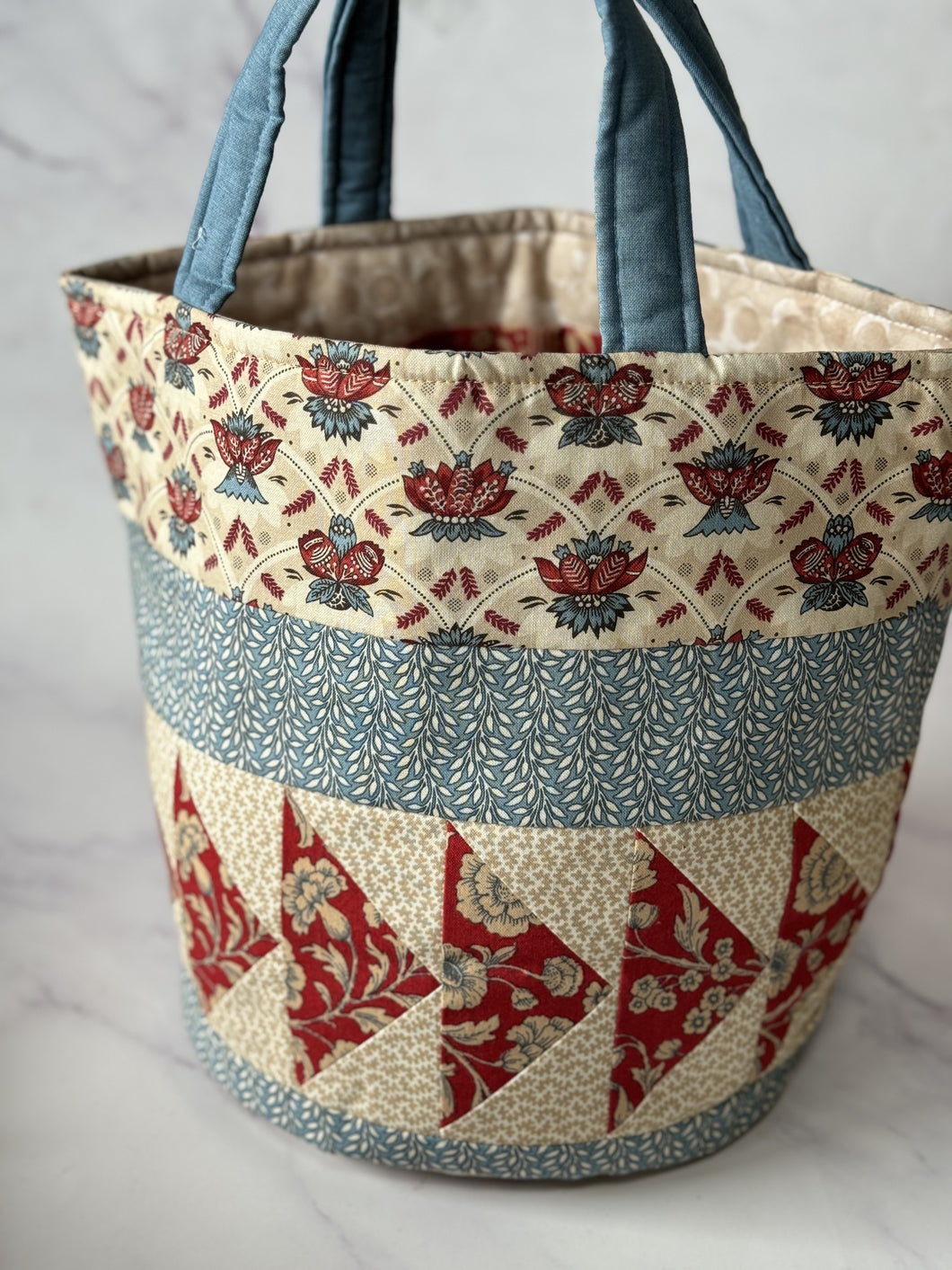 SALE - Patchwork Open Bucket Bag - Large - Flying Geese
